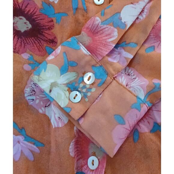 Zuiki Shirt Women's Small Sheer Floral Chiffon Colorful Phoebe Buffay 1990s Boho - Picture 3 of 8